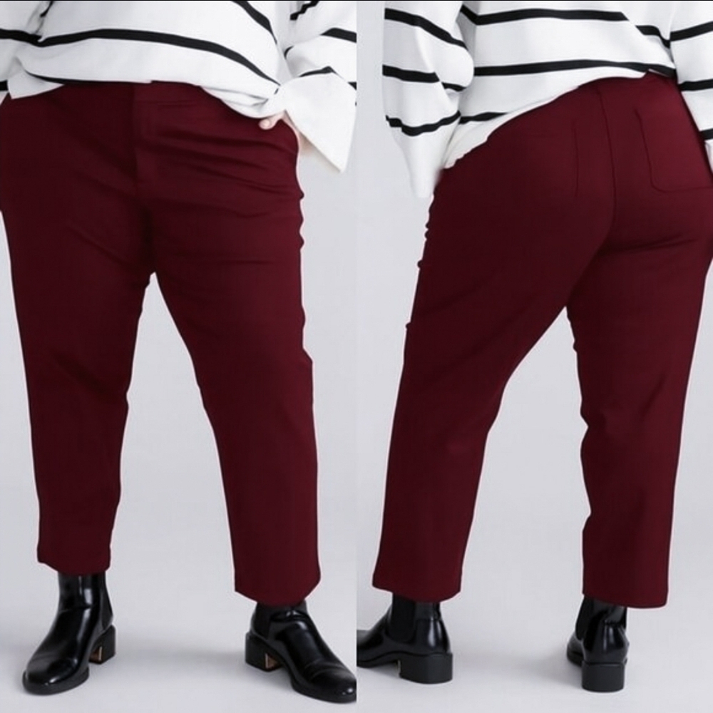 Universal Standard New Burgundy Orchard High‎ Waist Stretch Twill Pants SZ 12